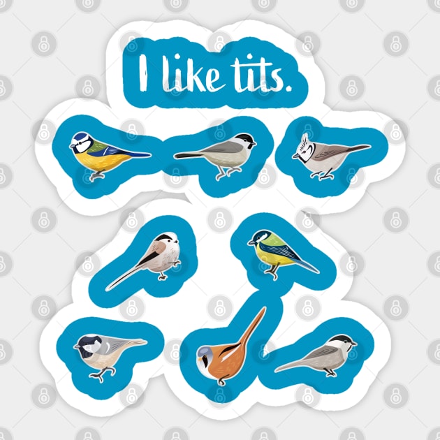 Blue Tit, Great tit & more birds | Funny birdwatching Gift Sticker by qwertydesigns